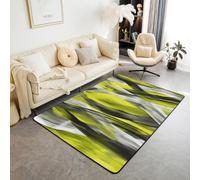 Manfei Geometric Area Rug Modern Abstract Stripes Indoor Floor Mats Entrance Rugs for Kids Boys Girls Room Decor,Yellow Black Grey Non Slip Absorbent Carpets, 6'6" x 4'11" (Rectangular)