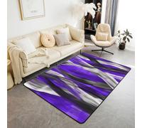 Manfei Geometric Area Rug Modern Abstract Stripes Indoor Floor Mats Entrance Rugs for Kids Boys Girls Room Decor,Purple Black Grey Non Slip Absorbent Carpets, 6'6" x 4'11" (Rectangular)