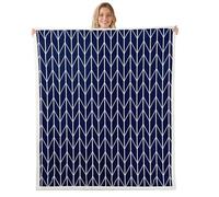 Manfei Geometric Arrow Rhombus Kids Throw Blanket,Geometry Stripe Line Patchwork Bed Blanket,Modern Simple Girls Boys Sofa Decor,Dark Blue Fuzzy Blanket,Baby Size (30 x 39 Inches)