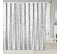 Manfei Geometric Arrow Stripe Kids Shower Curtains,Abstract Line Rhombus Patchwork Bathroom Curtain,Modern Artwork Home Decor,White and Black Waterproof Curtains,12 Hooks Suits,72" W x 72" L