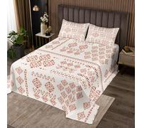 Manfei Geometric Aztec Arrow Kids Bedspread Double Size,Southwest Tribal Ethnic Native Coverlet Set,Girls Boys Room Decor,Western Cowboy Vintage Quilted Coverlet,Beige Bedding Quilt,2 Pillowcases