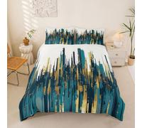 Manfei Geometric Stripes Duvet Cover Set King Size,Line Abstract Bedding Set 3pcs,Modern Simple Artwork Chic Style Quilt Cover,Kids Boys Girls Room Decor,2 Pillowcases,No Comforter