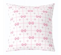 Manfei Girly Bowtie Coquette Throw Pillow Cover Preppy Bows Check Double Sides Pillow Case for Kids Boys Girls Room Decor,Preppy Bows Striped Cushion Cover for Bed Couch Sofa,1 Pack 24"x24"