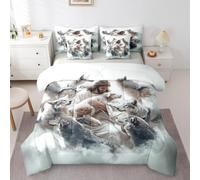 Manfei God and Lamb Full Size Comforter Set,Saving The Lost Sheep Western Bedding,Bible Verse Spiritual Artwork Decor for Kids All Season,White Gray(Fitted+Sheet+2 Pillowcases+2 Throw Pillow Covers)