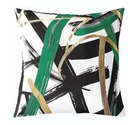 Manfei Green Black Gold Throw Pillow Cover Abstract Geometric Line Double Sides Pillow Case for Kids Boys Girls Room Decor,Modern Aesthetic Simple Cushion Cover for Bed Couch Sofa,1 Pack 20"x20"
