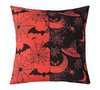 Manfei Halloween Gothic Throw Pillow Cover Spider Web Bats Moon Hats Double Sides Pillow Case for Kids Boys Girls Room Decor,Red and Black Cushion Cover for Bed Couch Sofa,1 Pack 22"x22"