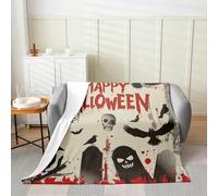 Manfei Happy Halloween Flannel Blanket Black Crow Bats Throw Blanket Red Spider Web Gothic Cozy Throws for Bed Couch Sofa,Kids Boys Girls Room Decor,Soft and Breathable(30 x 40 Inches)