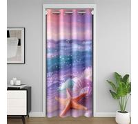 Manfei Hawaii Beach Door Curtain Starfish Shell Sea Waves Blackout Curtain for Bedroom Doorway Living Room,Dreamy Coastal Ocean Door Drape,Kids Boys Girls Room Decor,60"x80" 1 Panel