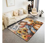 Manfei Hello Fall Area Rug Cartoon Pumpkins Sunflower Indoor Floor Mats Entrance Rugs for Kids Boys Girls Room Decor,Fall Harvest Theme Non Slip Absorbent Carpets, 6'6" x 4'11" (Rectangular)