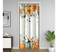 Manfei Hello Fall Door Curtain Yellow Flower Leaf Pumpkin Blackout Curtain for Bedroom Doorway Living Room,Autumn Harvest Theme Door Drape,Kids Boys Girls Room Decor,42"x80" 1 Panel
