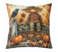 Manfei Hello Fall Throw Pillow Cover Orange Pumpkins Sunflower Maple Leaf Double Sides Pillow Case for Kids Boys Girls Room Decor,Autumn Harvest Cushion Cover for Bed Couch Sofa,1 Pack 16"x16"
