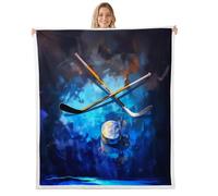 Manfei Hockey Kids Throw Blanket Sports Gaming Sports Theme Fuzzy Blanket for Boys Girls Room Decor, Ice Hockey Blanket for Bed Couch Sofa, Soft and Breathable Fleece Blanket(50 x 60 Inches)
