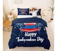 Manfei Independence Day Duvet Cover Set Single Size,American Flag Hat Bedding Sets 2Pcs for Kids Girls Boys Teens Room Decor,Memorial Day Comforter Cover Patriotic Theme Quilt Cover,1 Pillowcase