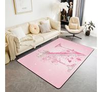 Manfei Initial Alphabet N Decorative Carpet Area Rug,Diamond Crown Boho Flower Living Room Rugs for Bedroom Dreamy Princess Area Rug Pink Carpet Kitchen,5x6'6''
