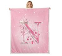 Manfei Initial Alphabet N Plush Throw Blanket,Diamond Crown Boho Flower Flannel Fleece Blanket for Boys Girls Teens All Season,Dreamy Princess Bed Blankets Room Decor 50x60,Pink