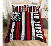 Manfei JiuJitsu Duvet Cover Set Double Size, Japanese Judo Sports Theme Bedding Set 3pcs, American Flag Print Quilt Cover, Kids Boys Teens Room Decor, Soft and Breathable, 2 Pillowcases, No Comforter