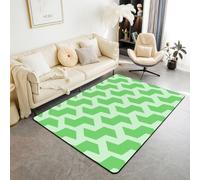 Manfei Light Green Checkered Area Rug Abstract Geometric Grid Indoor Floor Mats Entrance Rugs for Kids Boys Girls Room Decor,Cute Vintage Hippie Non Slip Absorbent Carpets, 4'11" x 3'3" (Rectangular)