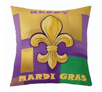 Manfei Mardi Gras Throw Pillow Cover Carnival Masquerade Double Sides Pillow Case for Kids Boys Girls Room Decor,New Orleans Cushion Cover for Bed Couch Sofa,1 Pack 24"x24"