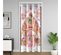 Manfei Merry Christmas Door Curtain Cartoon Gingerbread House Blackout Curtain for Bedroom Doorway Living Room,Winter Snowman New Year Door Drape,Kids Boys Girls Room Decor,42"x80" 1 Panel