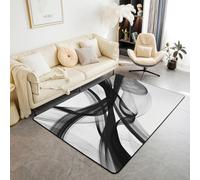 Manfei Modern Abstract Area Rug White and Black Indoor Floor Mats Entrance Rugs for Kids Boys Girls Room Decor,Fashion Cartoon Art Simple Non Slip Absorbent Carpets, 6'6" x 4'11" (Rectangular)
