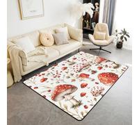 Manfei Mushroom Area Rug Cartoon Mushroon Print Indoor Floor Mats Entrance Rugs for Kids Boys Girls Room Decor,Wild Plant Botanical Theme Non Slip Absorbent Carpets, 6'6" x 4'11" (Rectangular)