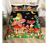 Manfei Mushroom Duvet Cover Set Single Size, Frog Snail Flower Bedding Set 2pcs for Kids Boys Girls Bedroom Decor, Butterfly Star Moon Comforter Cover Botanical Floral Quilt Cover with 1 Pillowcase