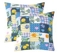 Manfei Patchwork Colorful Flower Throw Pillow Cover Beautiful Rose Double Sides Pillow Case for Kids Boys Girls Room Decor,French Style Dots Cushion Cover for Bed Couch Sofa,2 Pack 20"x20"
