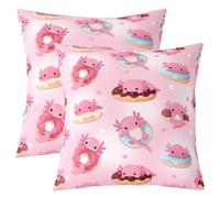 Manfei Pink Axolotl Throw Pillow Cover Cute Donut Sweet Doughnut Double Sides Pillow Case for Kids Boys Girls Room Decor,Cartoon Axolotl Cushion Cover for Bed Couch Sofa,2 Pack 22"x22"
