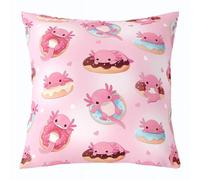 Manfei Pink Axolotl Throw Pillow Cover Cute Donut Sweet Doughnut Double Sides Pillow Case for Kids Boys Girls Room Decor,Cartoon Axolotl Cushion Cover for Bed Couch Sofa,1 Pack 20"x20"