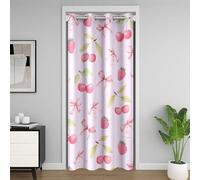 Manfei Pink Bowknot Door Curtain Cute Cherry Strawberry Bow Blackout Curtain for Bedroom Doorway Living Room,Kawaii Fruit Bow Tie Door Drape,Kids Boys Girls Room Decor,60"x80" 1 Panel