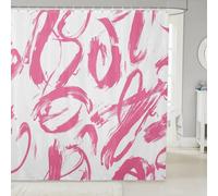 Manfei Pink White Shower Curtains Abstract Simple Geometric Bathroom Curtains,Modern Graffiti Line Art Waterproof Bath Curtains with 12 Hooks Suit for Bathtub,Kids Boys Girls Room Decor,72" W x 84" L