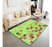 Manfei Pixelated Blocks Area Rug 3'x5',Gamepad Miners Video Games Non Slip Carpet for Kids Girls Adults,Geometric Camouflage Grid Decor Rug for Living Room Bedroom Playroom Backyard