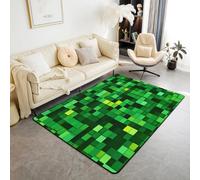 Manfei Pixelated Blocks Miners Kids Area Rug,Video Games Gamer Gamepad Indoor Floor Mat Entrance Rug for Girls Boys,Geometric Grid Patchwork Non Slip Rug,Green Couch Living Room Decor,3'x5'