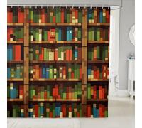 Manfei Pixelated Bookcase Kids Shower Curtains,Bookshelf Building Block Gaming Bathroom Curtain,Video Games Gamepad Home Decor,Brown Waterproof Curtains,12 Hooks Suits,72" W x 84" L