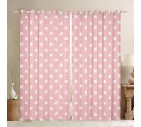Manfei Polka Dot Window Curtains Cute Simple Geometric Dots Window Drapes,Pink White Cartoon Window Treatments,Kids Boys Girls Room Decor,Grommet Top 2 Panel Set Bedroom Curtains, 46Wx72L inch