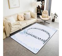 Manfei Princess Bow Area Rug Cute Leopard Letter D Indoor Floor Mats Entrance Rugs for Boys Girls Room Decor,Blue Cartoon Bowknot Non Slip Absorbent Carpets, 6'6" x 4'11" (Rectangular)