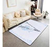 Manfei Princess Bow Area Rug Cute Leopard Letter V Indoor Floor Mats Entrance Rugs for Boys Girls Room Decor,Blue Cartoon Bowknot Non Slip Absorbent Carpets, 4'11" x 3'3" (Rectangular)