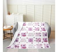 Manfei Princess Flannel Blanket Cartoon Castle Rainbow Butterfly Throw Blanket Purple Grid Patchwork Cozy Throws for Bed Couch Sofa,Kids Girls Room Decor,Soft and Breathable(30 x 40 Inches)