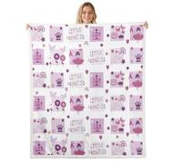 Manfei Princess Throw Blanket Cartoon Castle Rainbow Butterfly Fleece Blanket Purple Grid Patchwork Cozy Throws for Bed Couch Sofa,Kids Girls Room Decor,Soft and Breathable(50 x 60 Inches)