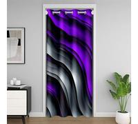 Manfei Purple and Grey Door Curtain Geometric Wavy Stripes Blackout Curtain for Bedroom Doorway Living Room,Modern Abstract Door Drape,Kids Boys Girls Room Decor,34"x80" 1 Panel