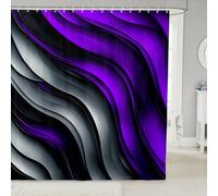 Manfei Purple and Grey Shower Curtains Geometric Wavy Stripes Bathroom Curtains,Modern Abstract Waterproof Bath Curtains with 12 Hooks Suit for Bathtub,Kids Boys Girls Room Decor,72" W x 72" L