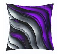 Manfei Purple and Grey Throw Pillow Cover Geometric Wavy Stripes Double Sides Pillow Case for Kids Boys Girls Room Decor,Modern Abstract Cushion Cover for Bed Couch Sofa,1 Pack 24"x24"
