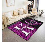 Manfei Queen and King Area Rug Romantic Pink Black Leopard Print Non Shedding Rug for Women Men Adults African Cheetah Wildlife Non Slip Rug for Bedroom Sofa 3'x5'