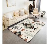 Manfei Southwest Style Area Rug 3'x5' Vintage Ethnic Tribal Plaid Non Shedding Rug for Kids Teens Adults Cactus Wild Plants Decor Non Slip Rug for Housewarming Sofa