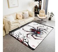 Manfei Spider Area Rug Black Spider Arachnid Insect Animal Indoor Floor Mats Entrance Rugs for Kids Boys Girls Room Decor,Halloween Theme Non Slip Absorbent Carpets, 6'6" x 4'11" (Rectangular)