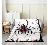 Manfei Spider Flannel Blanket Black Spider Arachnid Insect Animal Throw Blanket Halloween Theme Cozy Throws for Bed Couch Sofa,Kids Boys Girls Room Decor,Soft and Breathable(40 x 50 Inches)