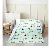 Manfei Striped Puppy Pattern Flannel Blanket Kawaii Dots Throw Blanket Puppy Animal Pet Cozy Throws for Bed Couch Sofa,Kids Boys Girls Room Decor,Soft and Breathable(50 x 60 Inches)