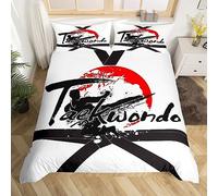 Manfei Taekwondo Kids Duvet Cover Set King Size, Sports Theme Comforter Cover with 2 Pillowcases, Japanese Style Bedding Set 3pcs for Boys Girls Teens Adult Bedroom Decor Lightweight Bedspread Cover