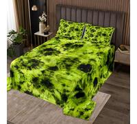 Manfei Tie Dye Bedspread Double Size,Abstract Pattern Coverlet Set 3pcs,Watercolor Style Quilted Coverlet with 2 Pillowcases,Kids Boys Room Decor,Soft Bedding Quilt