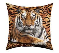 Manfei Tiger Reversible Print Pillow Cover for Sofa Couch Chair,Wild Animal Fur Throw Pillow Case Cover,Photography Tiger Skin Print Luxury Cushion Cover Room Decor, 1 Pack 20"x20"